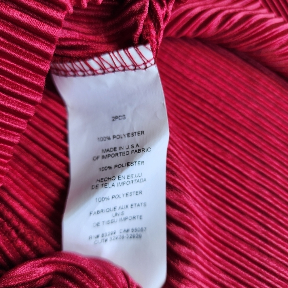 Nicole Miller Womens Ribbed Satin 2pc Set Pants Sleveless Top Hot Pink Sz XS - Picture 11 of 15